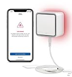 Eve Water Guard - Smarter Wassermelder, 2m Sensorkabel (verlängerbar), 100dB, Wasseralarm auf iPhone, iPad, Apple Watch, Apple HomeKit,...
