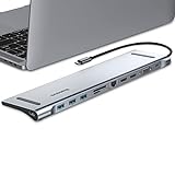 Baseus 11 in 1 Docking Station USB C Hub Triple Display USB C Adapter mit 2 4K HDMI, 3 USB 3.0, Typ-c Stromversorgung, VGA, SD/TF...