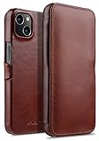 StilGut Book Case kompatibel mit iPhone 13 (6.1“) Hülle aus Leder mit Clip-Verschluss, Klapphülle, Handyhülle, Lederhülle - Cognac...