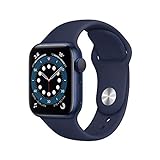 Apple Watch Series 6 GPS, 40 mm blaues Aluminiumgehäuse mit Deep Navy Sportband (Generalüberholt)