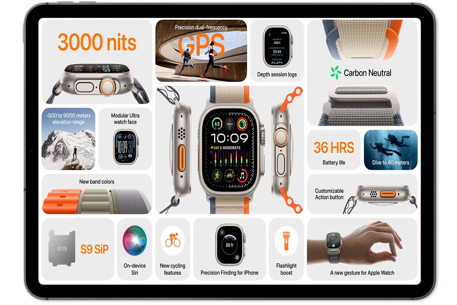 Apple präsentiert Apple Watch Ultra 2 mit schnellerem S9-Chip, neuem Ultra-Wideband-Chip und Apples bisher hellstem Display