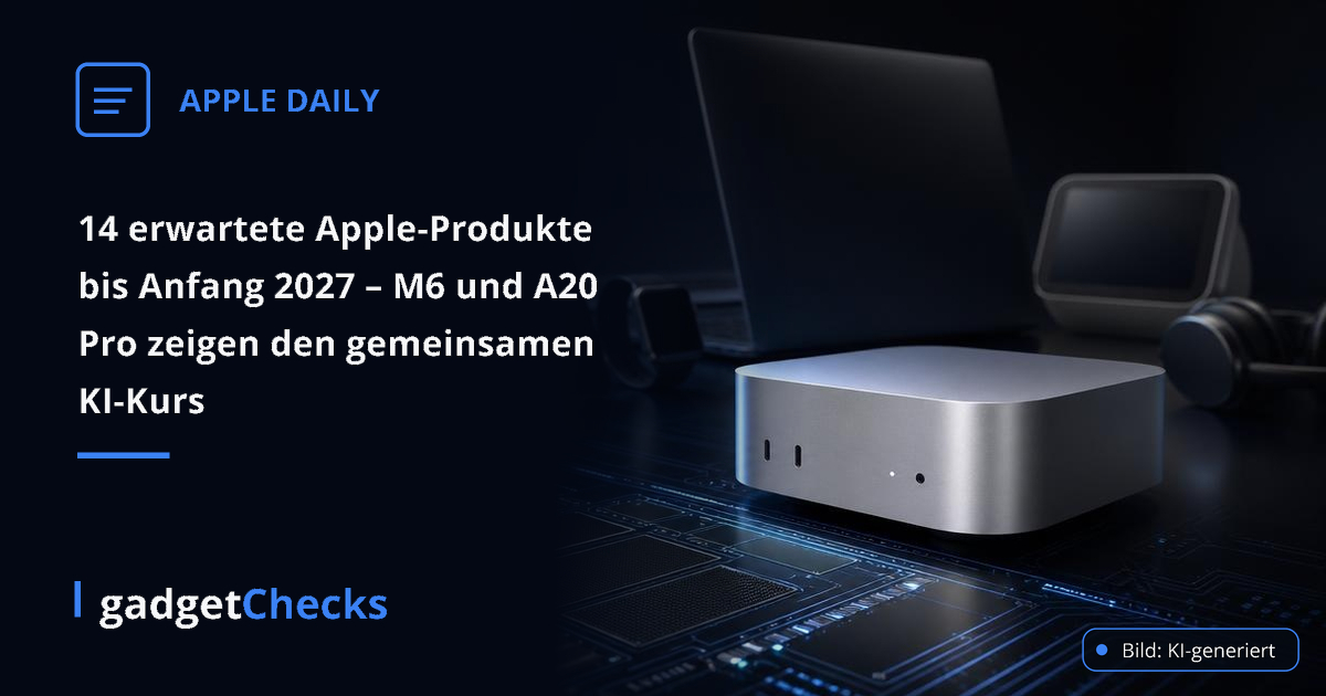 14 erwartete Apple-Produkte bis Anfang 2027 – M6 und A20 Pro zeigen den gemeinsamen KI-Kurs – Bild: KI-generiert