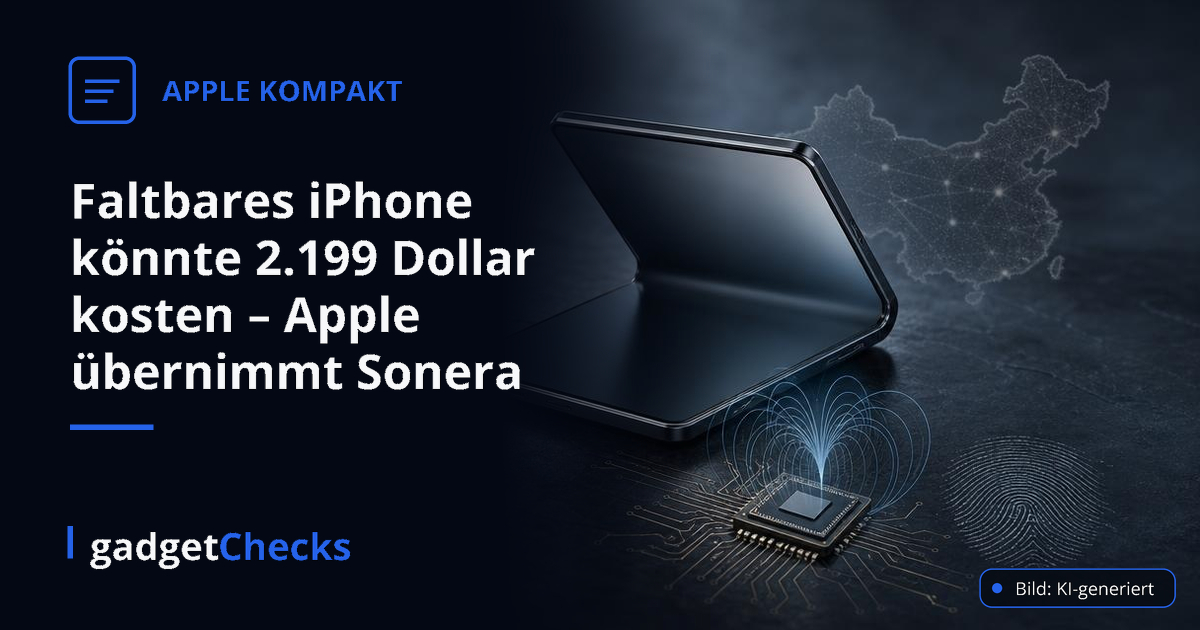 Faltbares iPhone könnte 2.199 Dollar kosten – Apple übernimmt Sonera – Bild: KI-generiert