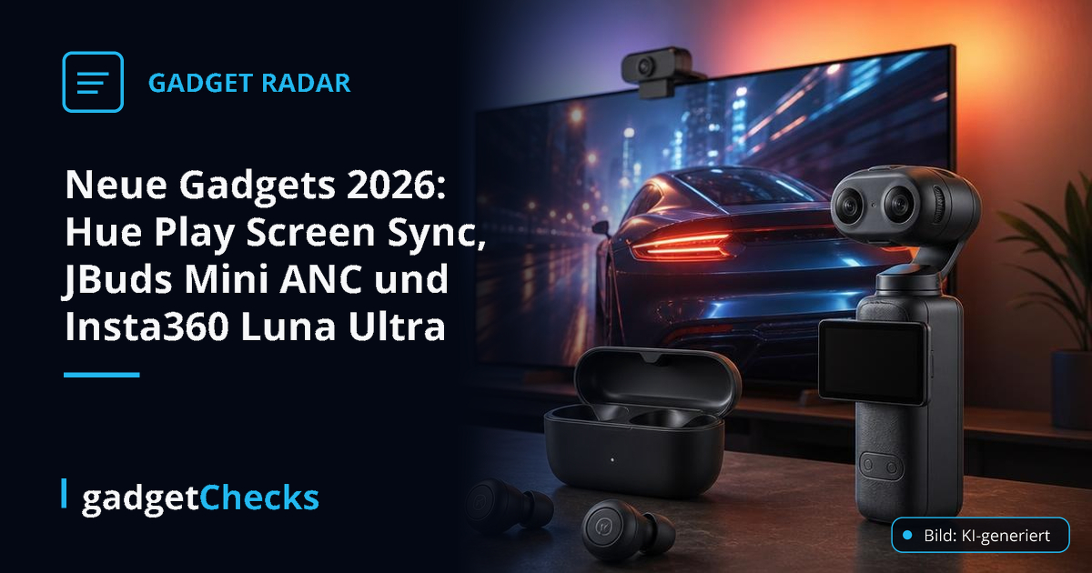 Neue Gadgets 2026: Hue Play Screen Sync, JBuds Mini ANC und Insta360 Luna Ultra