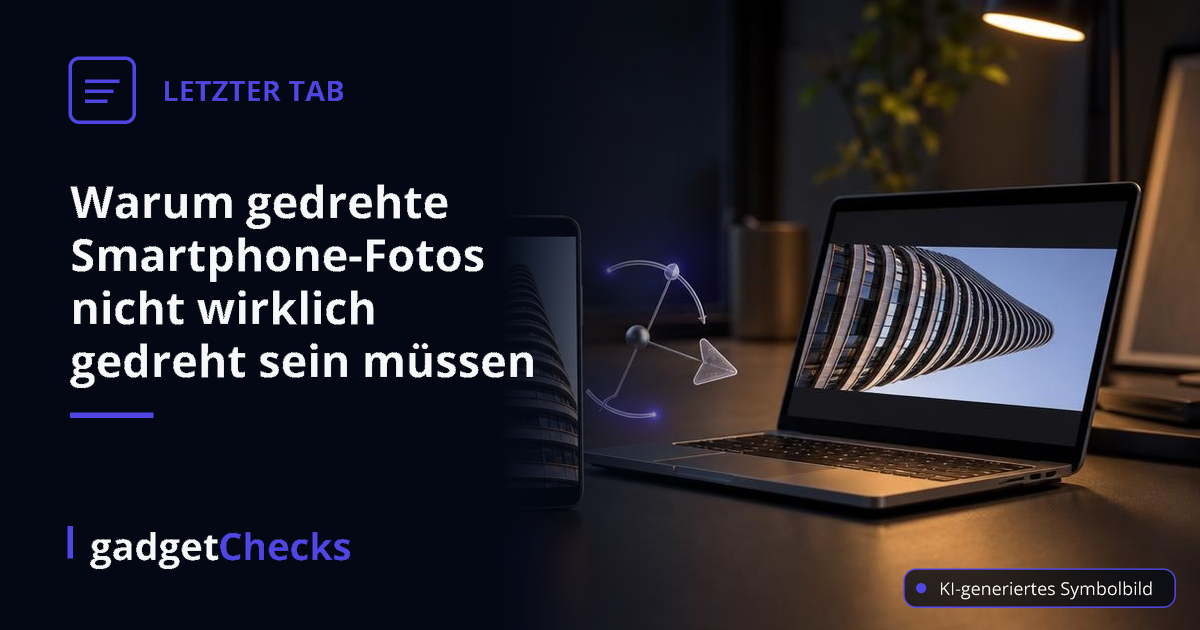 Warum gedrehte Smartphone-Fotos nicht wirklich gedreht sein müssen – KI-generiertes Symbolbild