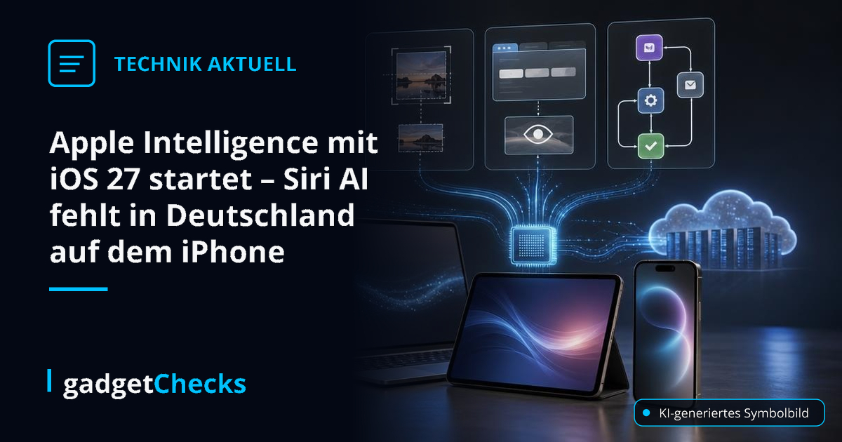 Apple Intelligence mit iOS 27 startet – Siri AI fehlt in Deutschland auf dem iPhone – KI-generiertes Symbolbild