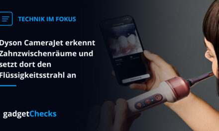 Dyson CameraJet erkennt Zahnzwischenräume und setzt dort den Flüssigkeitsstrahl an