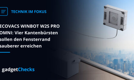 ECOVACS WINBOT W2S PRO OMNI: Vier Kantenbürsten sollen den Fensterrand sauberer erreichen