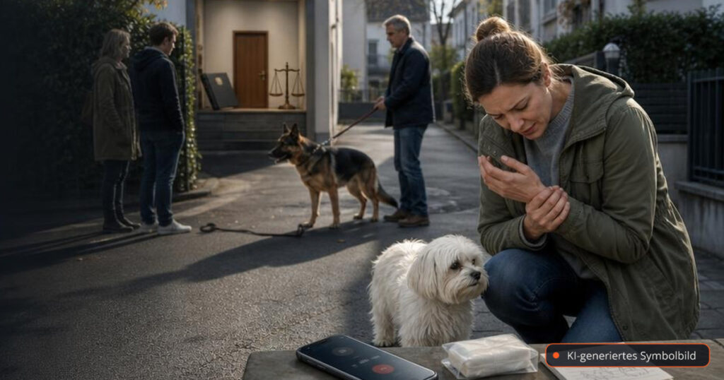 Schmerzensgeld bei Rettung des eigenen Hundes: OLG spricht 1.200 Euro zu – Editorialmotiv ohne Text – KI-generiertes Symbolbild