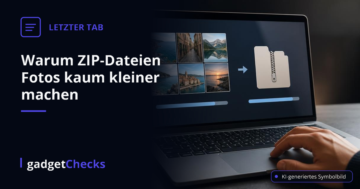 Warum ZIP-Dateien Fotos kaum kleiner machen – KI-generiertes Symbolbild