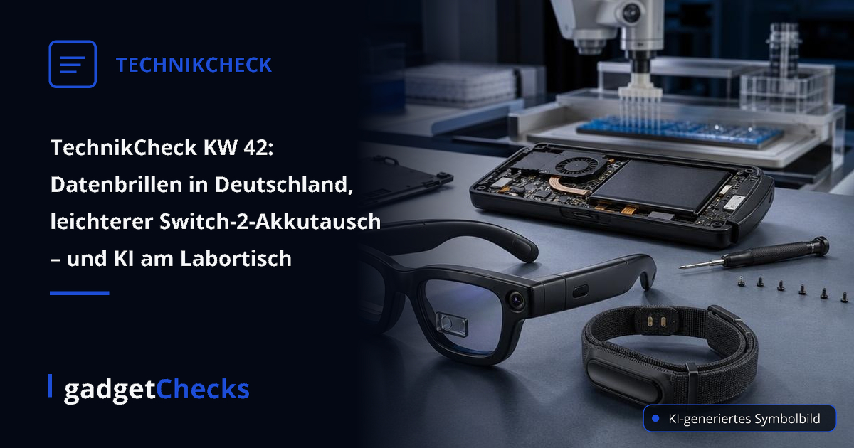 TechnikCheck KW 42: Datenbrillen in Deutschland, leichterer Switch-2-Akkutausch – und KI am Labortisch – KI-generiertes Symbolbild